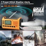 Emergency Weather Radio - AM/FM/NOAA Hand Crank Radio with 15W Fast Charge, 20000mAh Solar Power Bank, Multi-Function Flashlight & SOS Alarm (Orange)
