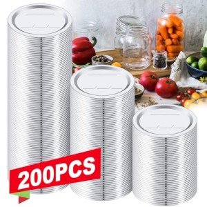 200 PCS Canning Lids Regular Mouth,2.76in Regular Mouth Mason Jar Lids,Ball Kerr Jar with Lids with Leak proof Airtight Seal Rust Proof Split,Regular Kerr Mason Jars Food Grade,Canning Food DIY