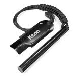 Keon Flint and Steel fire Starter kit, Ferro Rod fire Starter Survival Tool, 4.5" x 3/8" Camping fire Starter with Paracord Wrist Lanyard and Striker (Flint Lighter, Emergency fire Starters)