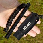 Keon Flint and Steel fire Starter kit, Ferro Rod fire Starter Survival Tool, 4.5" x 3/8" Camping fire Starter with Paracord Wrist Lanyard and Striker (Flint Lighter, Emergency fire Starters)