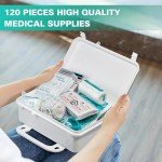 General Medi 120 Pieces Hardcase First Aid Kit - First Aid Box Includes Instant Cold Pack, Emergency Blanket for Travel, Home, Office, Vehicle, Camping, Workplace & Outdoor