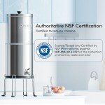 Purewell 3-Stage 0.01μm Ultra-Filtration Gravity Water Filter System, NSF/ANSI 42&372 Certification, 304 Stainless Steel Countertop System with 2 Filters and Stand, Reduce 99% Chlorine, 2.25G, PW-OB