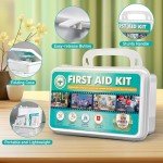 General Medi 120 Pieces Hardcase First Aid Kit - First Aid Box Includes Instant Cold Pack, Emergency Blanket for Travel, Home, Office, Vehicle, Camping, Workplace & Outdoor