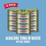 StarKist Selects No Salt Added Chunk White Albacore Tuna in Water, 4.5 oz (12 Pack) Canned Tuna Fish, Wild Caught, Gluten Free, Ready to Eat, Perfect for Salads, Keto Meals & Snacks, 30g Protein