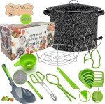 Canning Supplies - Water Bath Canning Pot with Rack and Lid - Starter Kits Set for Beginners - Stainless Steel Water Bath Canner Kit and Rack - Canner Rack, XL Ladle, Measuring Cups, Kitchen Funnel