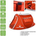 Pop-up Tent 2 Person, Water Resistant Barrel Style Tent for Camping with Rain Fly and Carry Bag, Sunchaser 2-Person Tent by Wakeman Outdoors (Red)