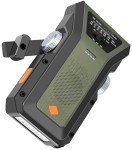 Emergency Weather Radio,Portable AM/FM/NOAA Weather Radio,4000mAh(14800mWh 1.5W LED Flashlight,USB Type-C/Solar/Hand Crank 3 Modes Charge,SOS Alarm (WB06 Green)