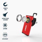 NEBO Slim Work Light, USB Rechargeable Bright Pocket Light with Clip, Hook and Magnetic Base for Hands-Free Lighting Portable COB LED Dimmable Flashlight 500 Lumens -Red