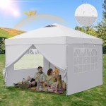 GDY 10x10ft Pop Up Canopy Tent with Sidewalls, Outdoor Canopy Tent, Beach Gazebo, Easy Set up Gazebo for Events, Parties, Camping, White.