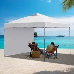 GDY 10x10ft Pop Up Canopy Tent with Sidewalls, Outdoor Canopy Tent, Beach Gazebo, Easy Set up Gazebo for Events, Parties, Camping, White.