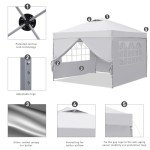 GDY 10x10ft Pop Up Canopy Tent with Sidewalls, Outdoor Canopy Tent, Beach Gazebo, Easy Set up Gazebo for Events, Parties, Camping, White.