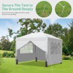 GDY 10x10ft Pop Up Canopy Tent with Sidewalls, Outdoor Canopy Tent, Beach Gazebo, Easy Set up Gazebo for Events, Parties, Camping, White.