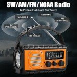 QAUYYW 74000mWh Emergency Radio with NOAA Weather Alert, Portable Hand Crank SW/AM/FM Survival Radio with Fast Charge Rechargeable Solar Battery, Flashlight, Reading Lamp,SOS Sirenor Home Outdoor