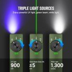 OLIGHT Arkfeld Pro Rechargeable EDC Flat Flashlight with Green Beam, UV and White LED Combo, 1300 Lumens Portable Pocket Lights, Triple Sources for Outdoors Emergency Working (OD-Green CW)