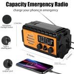 QAUYYW 74000mWh Emergency Radio with NOAA Weather Alert, Portable Hand Crank SW/AM/FM Survival Radio with Fast Charge Rechargeable Solar Battery, Flashlight, Reading Lamp,SOS Sirenor Home Outdoor