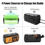 QAUYYW 74000mWh Emergency Radio with NOAA Weather Alert, Portable Hand Crank SW/AM/FM Survival Radio with Fast Charge Rechargeable Solar Battery, Flashlight, Reading Lamp,SOS Sirenor Home Outdoor