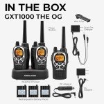 Midland® - GXT1000X3VP4 - Walkie Talkie Long Range Two-Way Radio - 50 Channel GMRS Radio - 142 Privacy Codes, SOS Siren, and NOAA Weather Alerts and Weather Scan - Black/Silver, 3-Pack