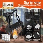 HOPKASE 2PCS Magnesium Fire Starter with Striker, High Temp Magnesium Rod, Ferro Rod Fire Starter Survival Tool with 20Pack Waterproof Tinder and Steel Fire Striker for Camping, Hiking and Emergency