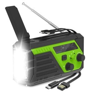 Hand Crank Emergency Radio, 6000mAh AM/FM/NOAA Weather Radio, Hand Crank Radio with 4 Built-in Cable, Emergency Weather Radio with Quickly Phone Charger, SOS Alarm for Emergency Winter Storm