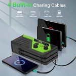 Hand Crank Emergency Radio, 6000mAh AM/FM/NOAA Weather Radio, Hand Crank Radio with 4 Built-in Cable, Emergency Weather Radio with Quickly Phone Charger, SOS Alarm for Emergency Winter Storm