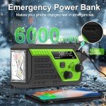 Hand Crank Emergency Radio, 6000mAh AM/FM/NOAA Weather Radio, Hand Crank Radio with 4 Built-in Cable, Emergency Weather Radio with Quickly Phone Charger, SOS Alarm for Emergency Winter Storm