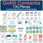 KeepGoing Travel First Aid Kit for Kids – 130 Pc. Small First Aid Kit for Car, Home, Purse, Diaper Bag & Backpack with Latex-Free Bandages - Mini First Aid Kit Travel Size TSA-Approved