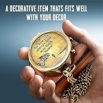 Nautical Hut Military Compass for Hiking and Survival- Waterproof Brass Pocket with Leather Carry Case & Chain Camping Hunting Climbing Exploring Geology Outdoor Activities, Brown, 2 inch