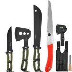 Hitdudu Camping Hatchet -Fixed Blade Knife -Folding Saw -Machete Combo Set with Sheath, Full Tang Axe & Hunting Knives with Paracord Handle for Outdoors Camping Survival, Ideal Gift