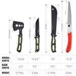 Hitdudu Camping Hatchet -Fixed Blade Knife -Folding Saw -Machete Combo Set with Sheath, Full Tang Axe & Hunting Knives with Paracord Handle for Outdoors Camping Survival, Ideal Gift