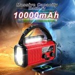 Emergency Hand Crank Radio,10000mAh/37000mWh Solar Radio NOAA/AM/FM Weather Radio, Emergency Cell Phone Charger Dynamo Radio with Multi-Function LED Flashlight for Indoor Outdoor Emergencies