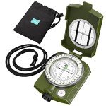 VinTeam Compass, Hiking Compass Military Compass Multifunctional Waterproof Metal Sighting Compass with Carrying Bag and Bubble Levels for Hiking Camping Climbing Biking-Bronze