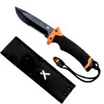 Bear Grylls Ultimate Knife - Fixed Blade Knife, Full Tang with Serrated Edge, Fire Striking Edge, and Emergency Whistle, Includes Sheath - 4.75” Blade, Stainless Steel Blade, Black