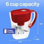 Brita Metro Water Filter Pitcher with SmartLight Change Indicator, BPA-Free, Replaces 1,800 Plastic Water Bottles a Year, Lasts Two Months, Includes 1 Filter, Small - 6-Cup Capacity, Fiery Red