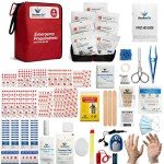 First Aid Kit FSA/HSA Eligible 180 Piece - Professional All-Purpose First Aid and Emergency Kit with Clearly Labeled Resealable Bags for Quick Access - (Red)