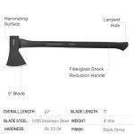 Hitdudu Splitting Axe, 27" Camping Chopping Hatchet for Firewood Splitting, Forged Carbon Steel Heavy Duty Maul, Fiberglass Shock Reduction Handle with Anti-Slip Rubber Grip