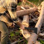 Hitdudu Splitting Axe, 27" Camping Chopping Hatchet for Firewood Splitting, Forged Carbon Steel Heavy Duty Maul, Fiberglass Shock Reduction Handle with Anti-Slip Rubber Grip