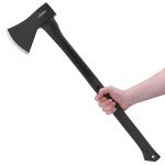 Hitdudu Splitting Axe, 27" Camping Chopping Hatchet for Firewood Splitting, Forged Carbon Steel Heavy Duty Maul, Fiberglass Shock Reduction Handle with Anti-Slip Rubber Grip