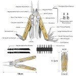 BIBURY Multitool Pliers, 31-in-1 Stainless Steel Multi Tool with Replaceable Wire Cutters and Saw, Foldable Heavy-duty Multitool Set with Scissors and Screwdriver for Hiking Camping Survival Repair