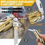 BIBURY Multitool Pliers, 31-in-1 Stainless Steel Multi Tool with Replaceable Wire Cutters and Saw, Foldable Heavy-duty Multitool Set with Scissors and Screwdriver for Hiking Camping Survival Repair