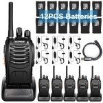 BaoFeng Walkie Talkies for Adults Long Range Rechargeable Walkie-Talkie with 12PCS Batteries & Earpieces with Mic, Portable FRS Two Way Radios for Business Camping Family Kids, Black BF-88A 6Pack