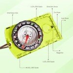 1pc Green Menjo Outdoors Magnetic Compass, Kids Hiking Gear Ideal for Boy Scouts or Wilderness Enthusiasts. Survival Compass for Camping, Hiking, Backpacking, Mountaineering, and Exploration