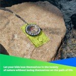 1pc Green Menjo Outdoors Magnetic Compass, Kids Hiking Gear Ideal for Boy Scouts or Wilderness Enthusiasts. Survival Compass for Camping, Hiking, Backpacking, Mountaineering, and Exploration