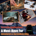 Ferro Rod Fire Starter Survival Tool – 3/8" Thick Fire Steel with 20,000 Strikes – Waterproof Flint and Steel Kit, Ferro Rod with Striker Wood Handle, Lanyard, Compass, and Emergency Whistle