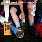 Emergency Weather Radio - AM/FM/NOAA Hand Crank Radio with 15W Fast Charge, 39800mAh Solar Power Bank, Multi-Function Flashlight & SOS Alarm for Outdoor Indoor Emergencies (Orange)