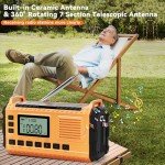 Emergency Weather Radio - AM/FM/NOAA Hand Crank Radio with 15W Fast Charge, 39800mAh Solar Power Bank, Multi-Function Flashlight & SOS Alarm for Outdoor Indoor Emergencies (Orange)