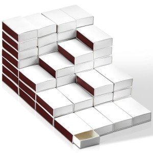 60 Pcs Blank Matches Containers DIY No Match Holder Blank Match Storage Boxes for Guests Wedding Bridal Shower Baby Shower Halloween Party Favor(White,2.24 x 1.42 x 0.59 Inches)