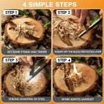 Survival Fire Starter - Handmade Wooden Handle 3/8" Thick Ferro Rod with Striker and Umbrella Rope Waterproof Iron Rod Flint and Steel Fire Starter Kit