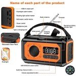 44400mWh/12000mAh Emergency Radio, Hand Crank Radio, Portable Solar Radio AM/FM/NOAA Weather Radio with 2 Solar Panels,3 Charging Methods,SOS Alarm,Flashlight,Phone Charger,Compass,Reading Lamp