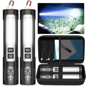 Banral Rechargeable Flashlights High Lumens - 20,000LM Super Bright Small Pocket Magnetic Flashlight, 8 Modes LED Tactical Flash Light, Dual Button Powerful Flashlight for Camping (2, Pure Black)