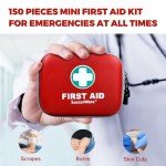 SuccorWare 150 Pieces Mini First Aid Kit - Small Medical Kit with Hard Shell - Emergency First Aid Kit for Car, Travel, Home, Outdoor, Office, Camping, Hiking (Red)